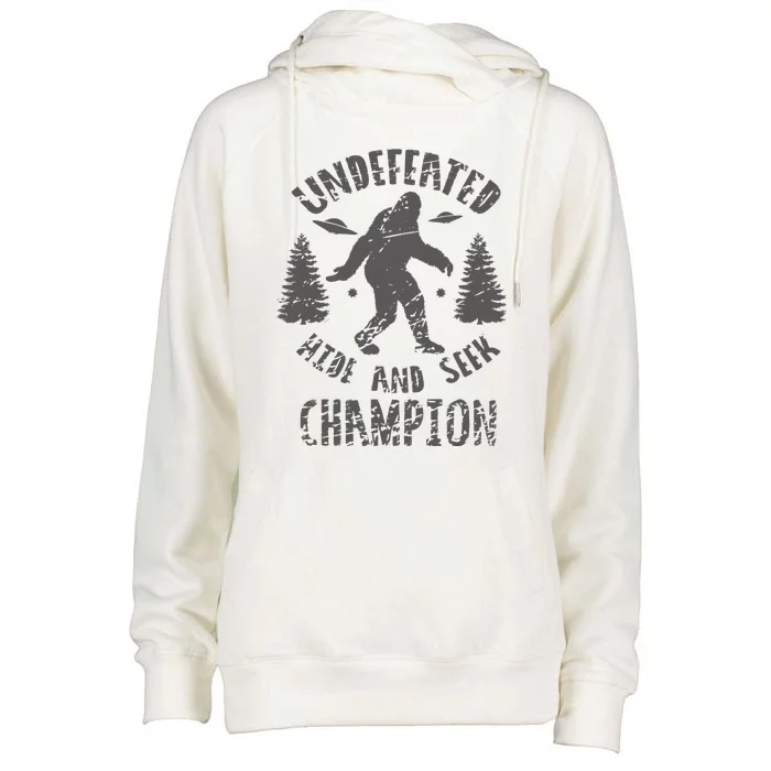 Halloween Bigfoot Funny Undefeated Hide And Seek Champion Womens Funnel Neck Pullover Hood