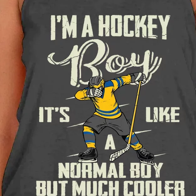 Hockey Boy Funny Dabbing Player Boy BZR Women's Knotted Racerback Tank