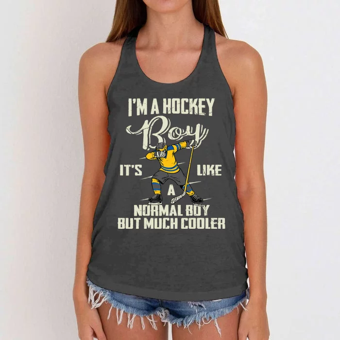 Hockey Boy Funny Dabbing Player Boy BZR Women's Knotted Racerback Tank