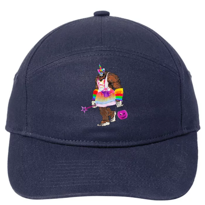 Halloween Bigfoot Funny Unicorn Costume TrickorTreat Gift 7-Panel Snapback Hat