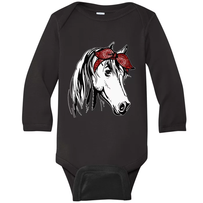 Horse Bandana For Equestrian Horseback Riding Horse Lover Baby Long Sleeve Bodysuit