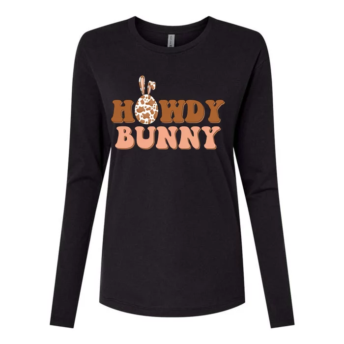 Howdy Bunny Funny Cute Cowboy Cowgirl Easter Womens Cotton Relaxed Long Sleeve T-Shirt