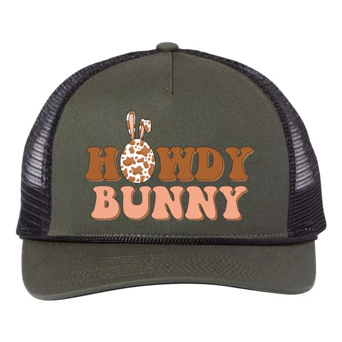 Howdy Bunny Funny Cute Cowboy Cowgirl Easter Retro Rope Trucker Hat Cap