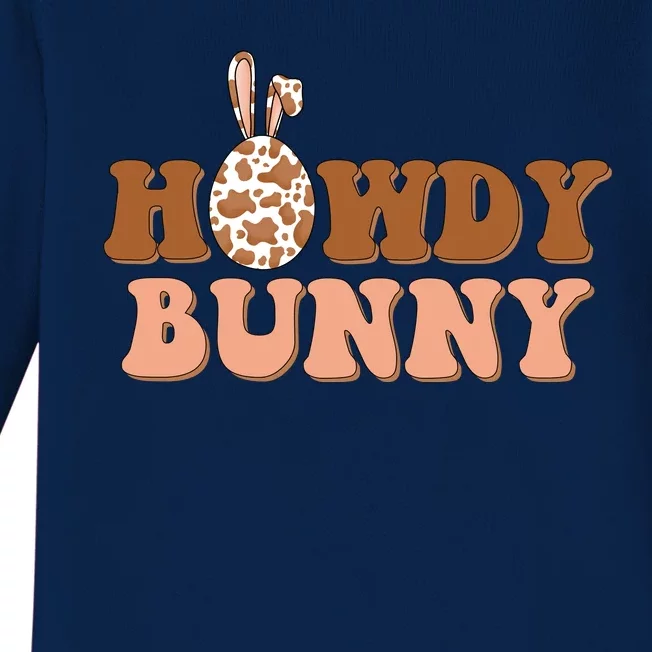 Howdy Bunny Funny Cute Cowboy Cowgirl Easter Baby Long Sleeve Bodysuit