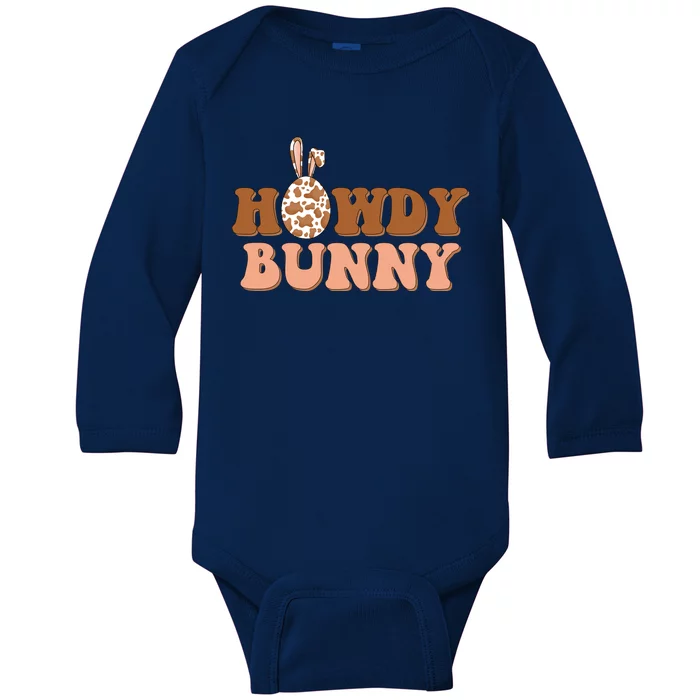 Howdy Bunny Funny Cute Cowboy Cowgirl Easter Baby Long Sleeve Bodysuit