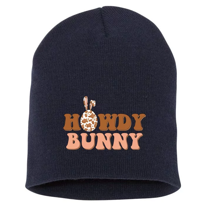 Howdy Bunny Funny Cute Cowboy Cowgirl Easter Short Acrylic Beanie