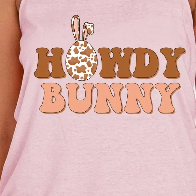 Howdy Bunny Funny Cute Cowboy Cowgirl Easter Women's Knotted Racerback Tank