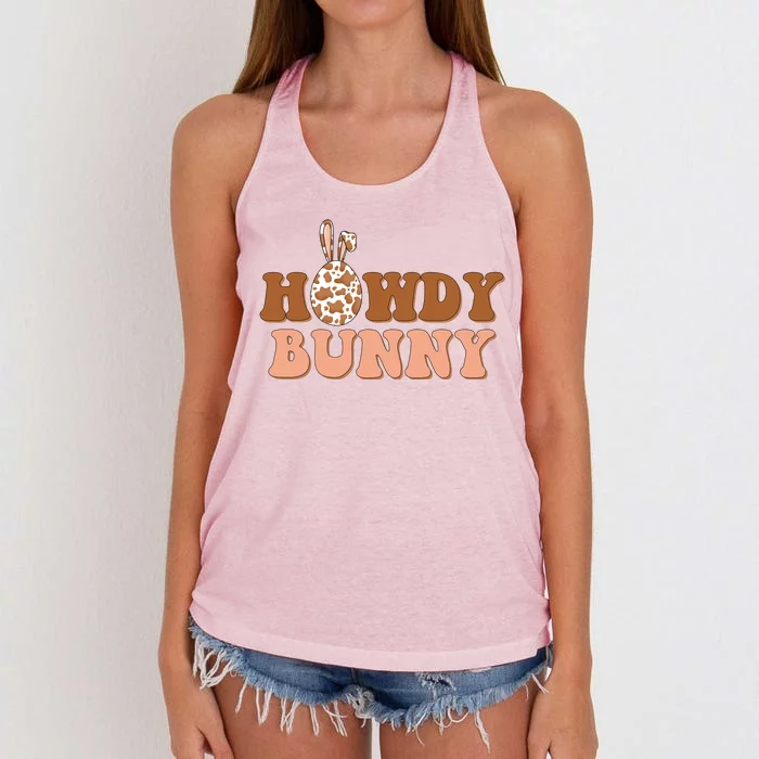 Howdy Bunny Funny Cute Cowboy Cowgirl Easter Women's Knotted Racerback Tank