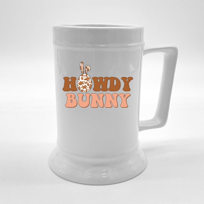 Howdy Bunny Funny Cute Cowboy Cowgirl Easter Front & Back Beer Stein