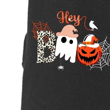 Hey Boo Funny Halloween Cute Ghost Pumpkin Doggie 3-End Fleece Hoodie