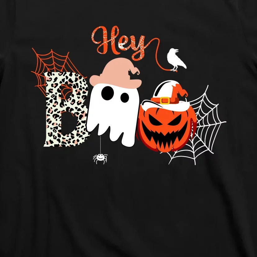 Hey Boo Funny Halloween Cute Ghost Pumpkin T-Shirt