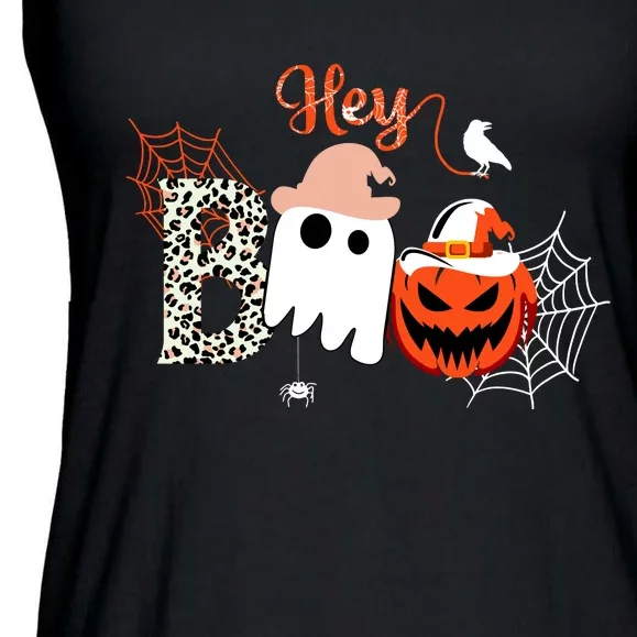 Hey Boo Funny Halloween Cute Ghost Pumpkin Ladies Essential Flowy Tank