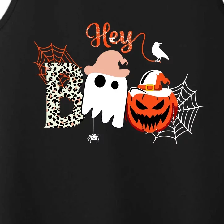 Hey Boo Funny Halloween Cute Ghost Pumpkin Performance Tank