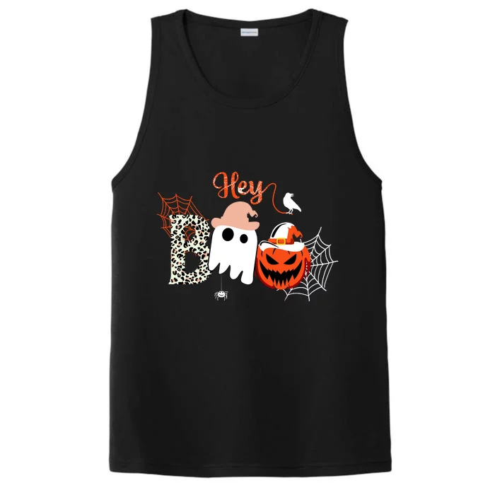 Hey Boo Funny Halloween Cute Ghost Pumpkin Performance Tank