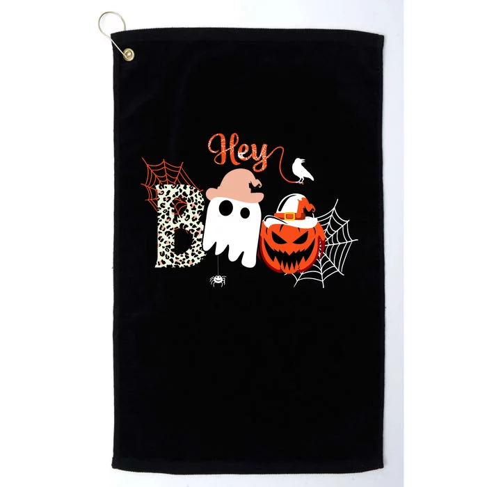 Hey Boo Funny Halloween Cute Ghost Pumpkin Platinum Collection Golf Towel