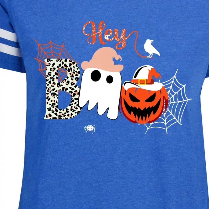 Hey Boo Funny Halloween Cute Ghost Pumpkin Enza Ladies Jersey Football T-Shirt