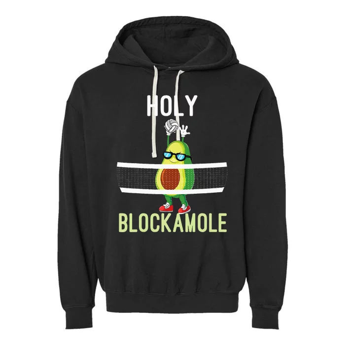 Holy Blockamole Funny Volleyball Block Avocado Garment-Dyed Fleece Hoodie