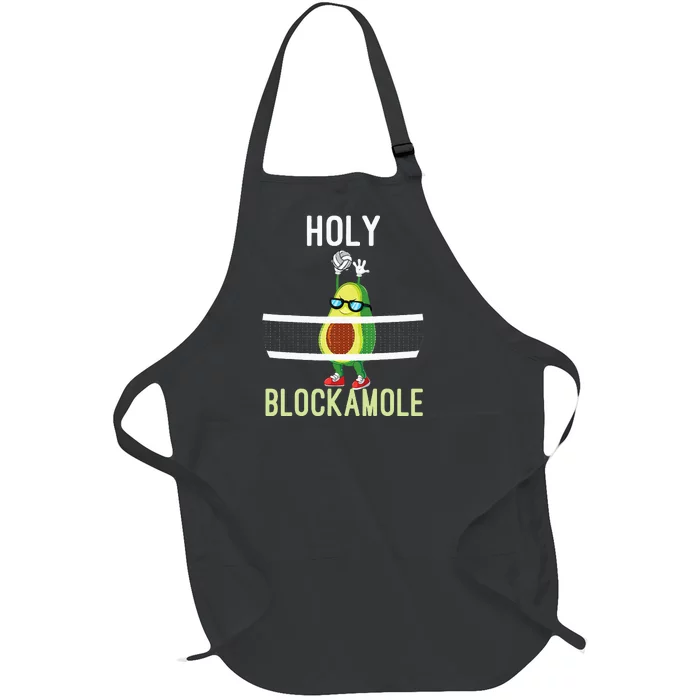 Holy Blockamole Funny Volleyball Block Avocado Full-Length Apron With Pocket