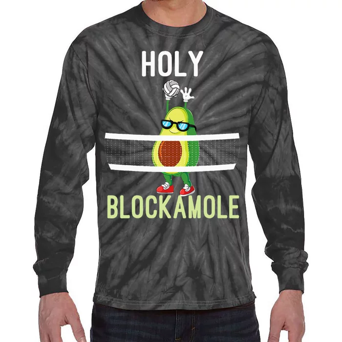 Holy Blockamole Funny Volleyball Block Avocado Tie-Dye Long Sleeve Shirt