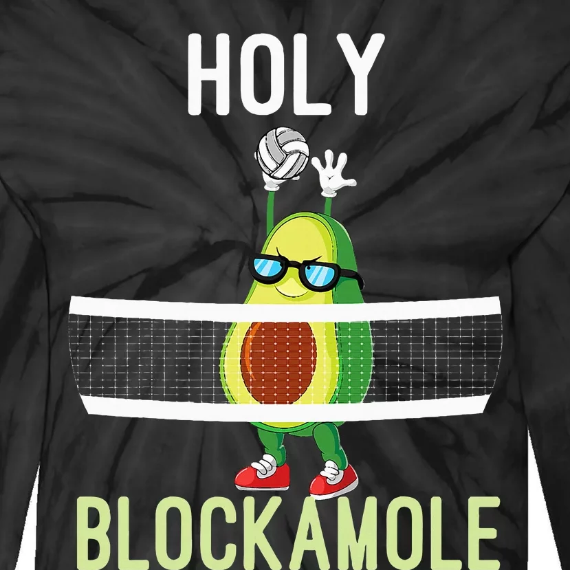 Holy Blockamole Funny Volleyball Block Avocado Tie-Dye Long Sleeve Shirt