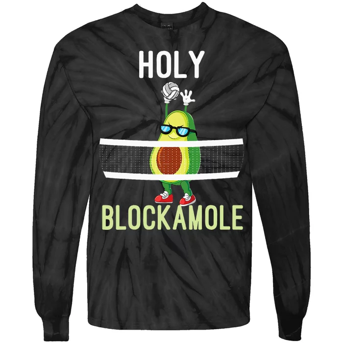 Holy Blockamole Funny Volleyball Block Avocado Tie-Dye Long Sleeve Shirt