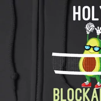 Holy Blockamole Funny Volleyball Block Avocado Full Zip Hoodie