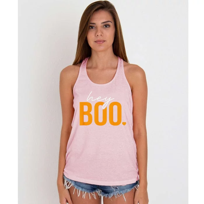 Hey Boo Funny Halloween Pun Ghost Spooky Women's Knotted Racerback Tank