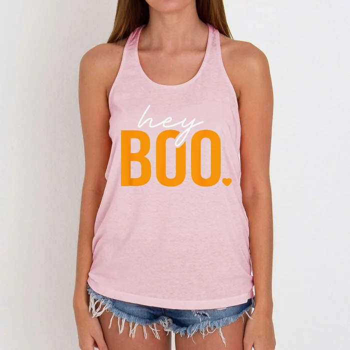 Hey Boo Funny Halloween Pun Ghost Spooky Women's Knotted Racerback Tank