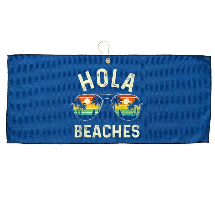 Hola Beaches Funny Aloha Beach Shirt Family Summer Vacation Large Microfiber Waffle Golf Towel