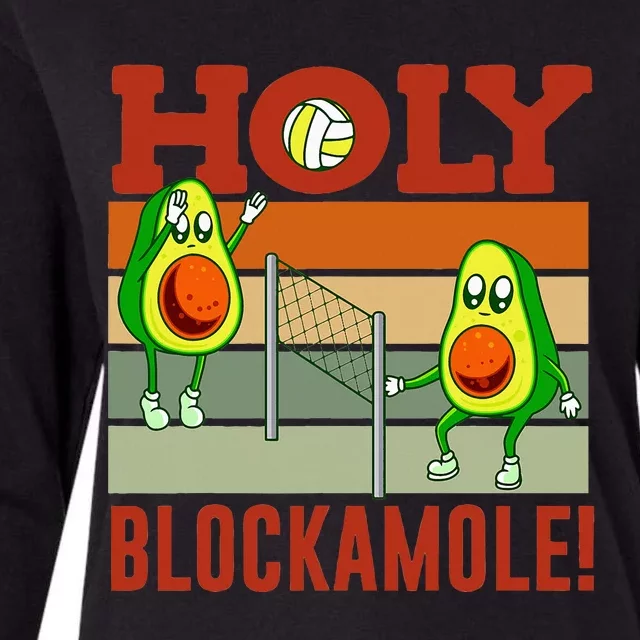 Holy Blockamole Funny Volleyball Match Block Avocado Design Womens Cotton Relaxed Long Sleeve T-Shirt