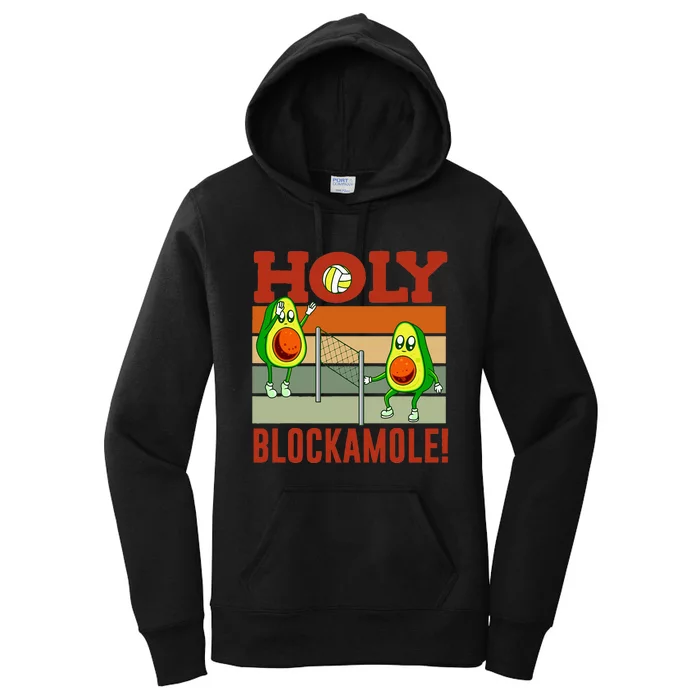 Holy Blockamole Funny Volleyball Match Block Avocado Design Women's Pullover Hoodie