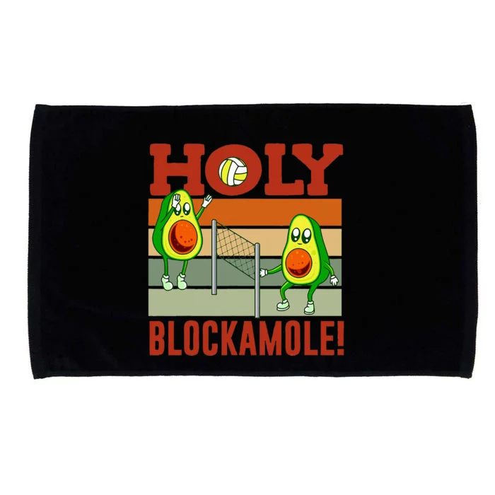 Holy Blockamole Funny Volleyball Match Block Avocado Design Microfiber Hand Towel