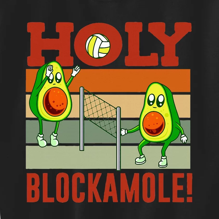 Holy Blockamole Funny Volleyball Match Block Avocado Design Kids Sweatshirt