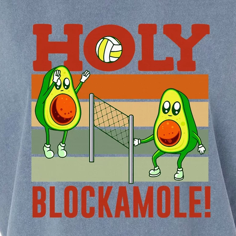 Holy Blockamole Funny Volleyball Match Block Avocado Design Garment-Dyed Women's Muscle Tee