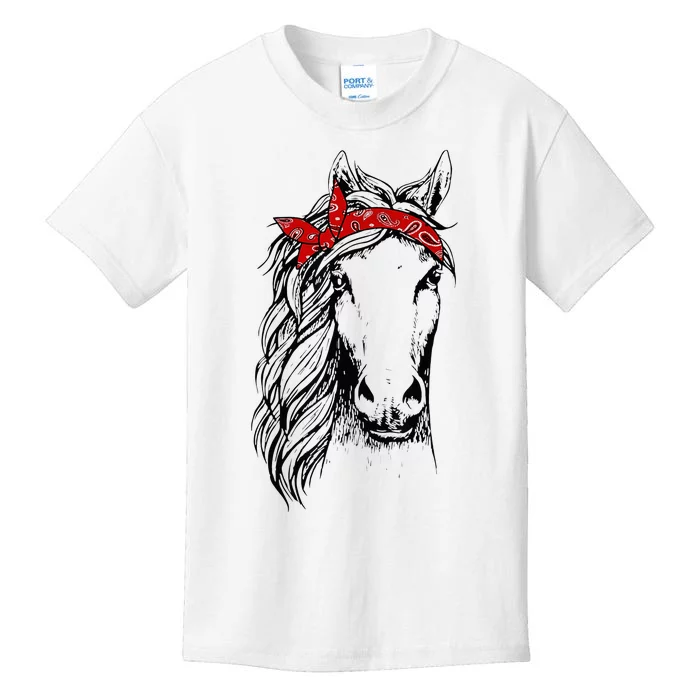 Horse Bandana For Horseback Riding Horse Lover Kids T-Shirt