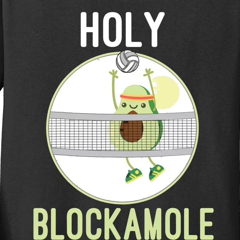 Holy Blockamole Funny Volleyball Block Avocado Teen Kids Long Sleeve Shirt