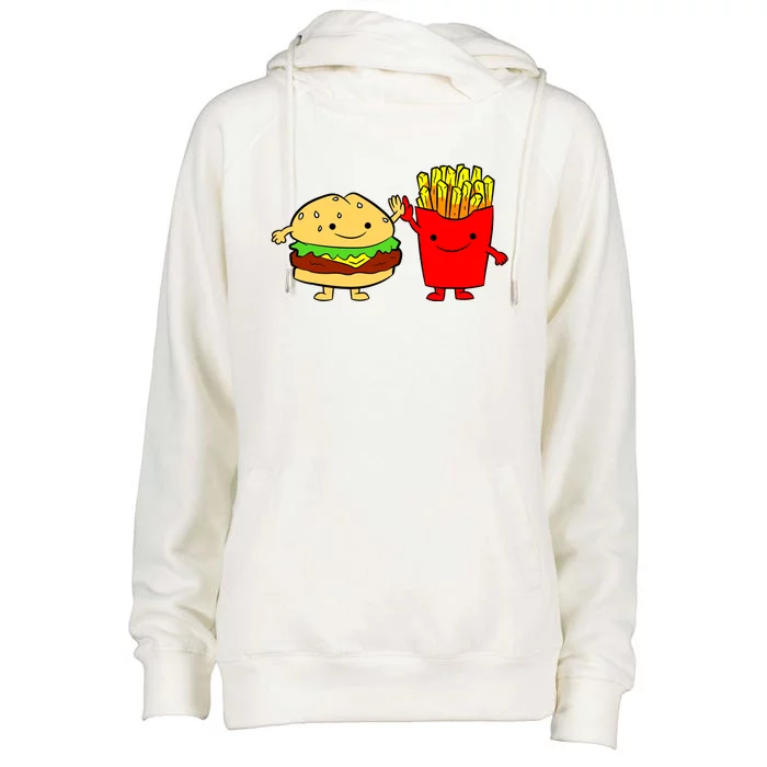 Hamburger Burger Fast Food French Fries Womens Funnel Neck Pullover Hood