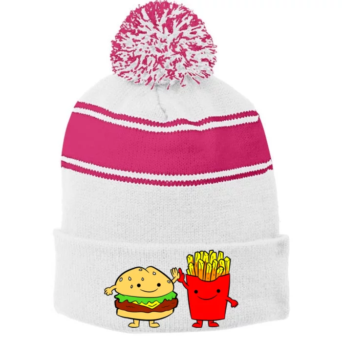 Hamburger Burger Fast Food French Fries Stripe Pom Pom Beanie