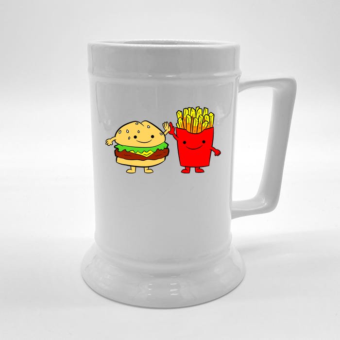 Hamburger Burger Fast Food French Fries Front & Back Beer Stein