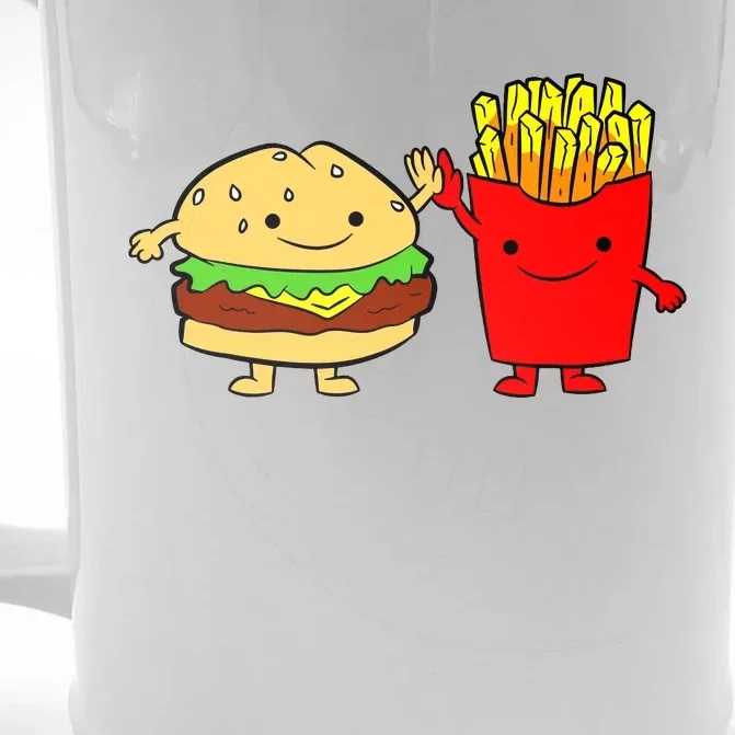 Hamburger Burger Fast Food French Fries Front & Back Beer Stein