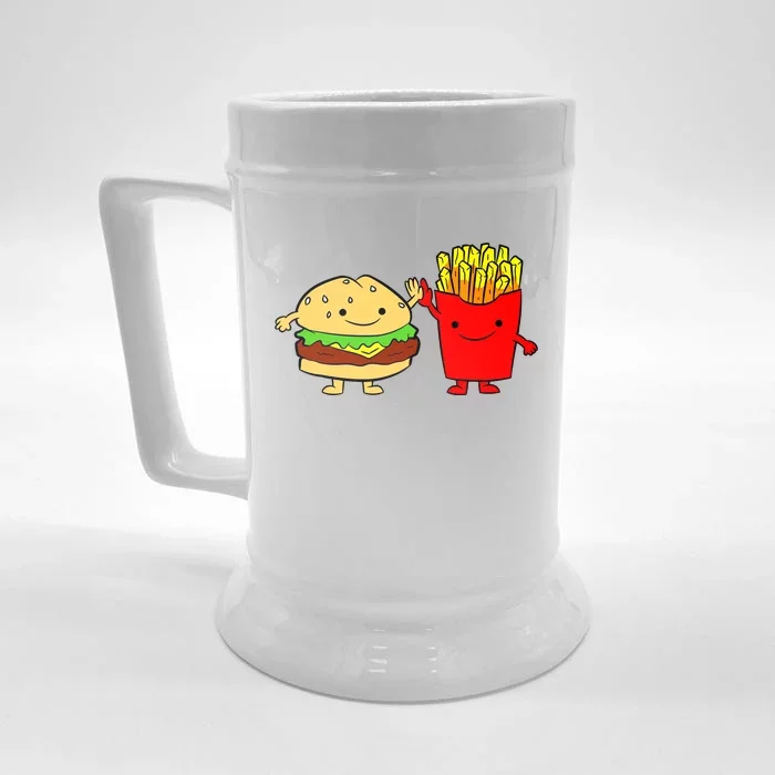 Hamburger Burger Fast Food French Fries Front & Back Beer Stein