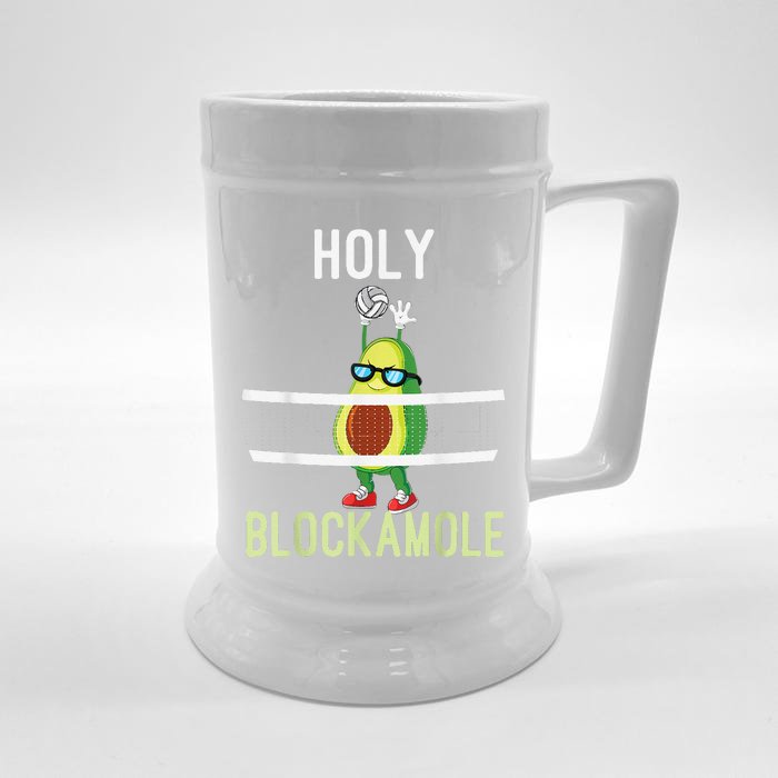 Holy Blockamole Funny Volleyball Block Avocado Front & Back Beer Stein