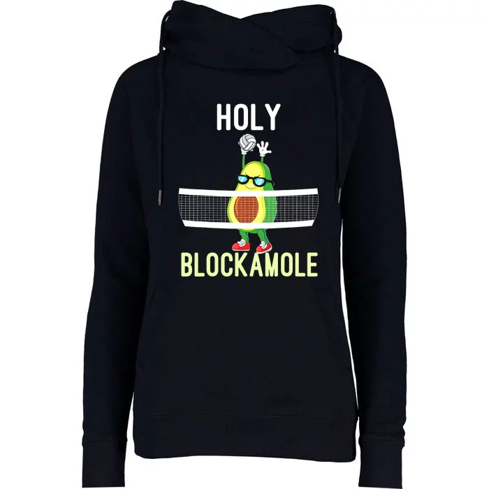 Holy Blockamole Funny Volleyball Block Avocado Teen Girls Womens Funnel Neck Pullover Hood