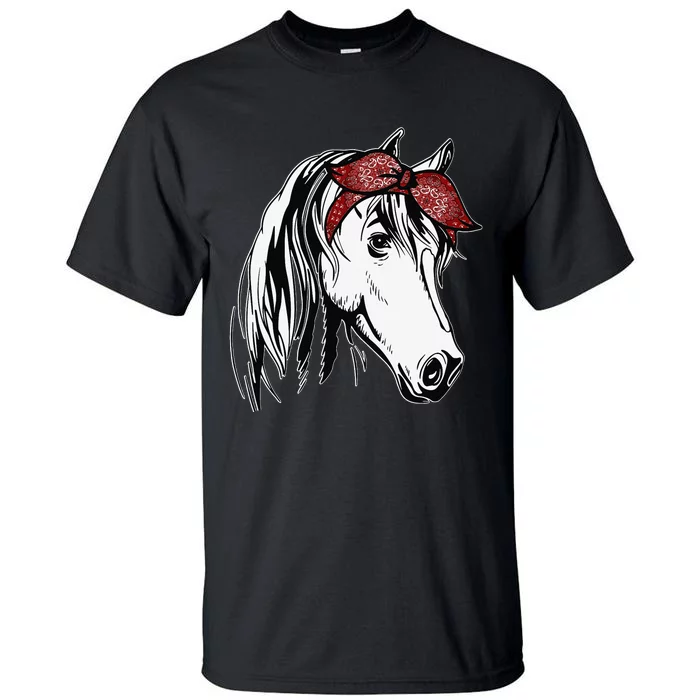 Horse Bandana For Equestrian Horseback Riding Horse Lover Tall T-Shirt