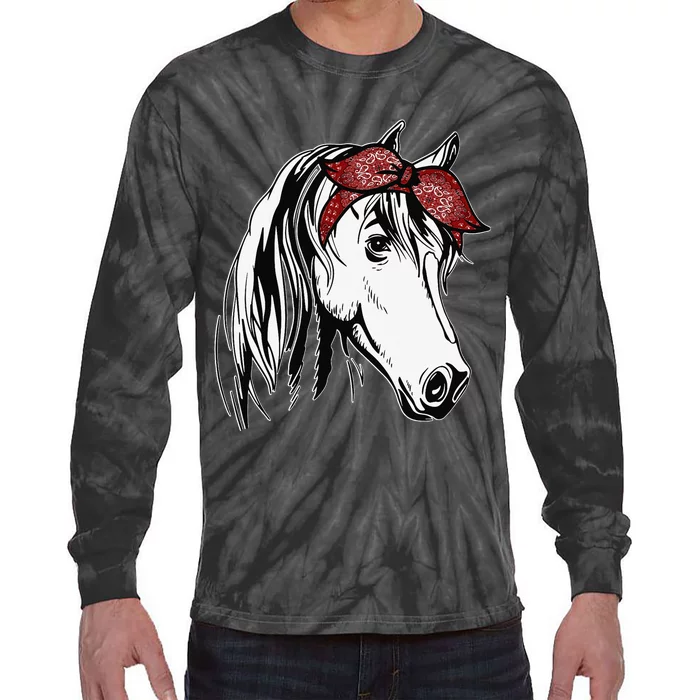 Horse Bandana For Equestrian Horseback Riding Horse Lover Tie-Dye Long Sleeve Shirt