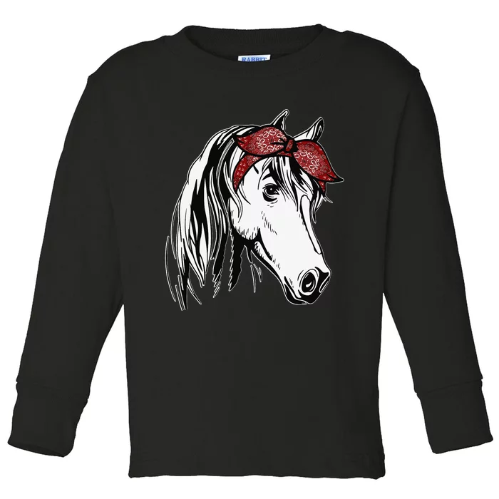 Horse Bandana For Equestrian Horseback Riding Horse Lover Toddler Long Sleeve Shirt