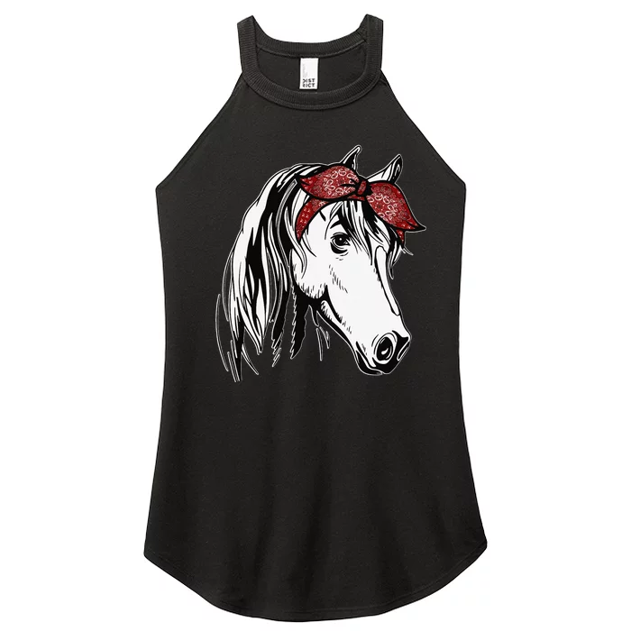 Horse Bandana For Equestrian Horseback Riding Horse Lover Women’s Perfect Tri Rocker Tank