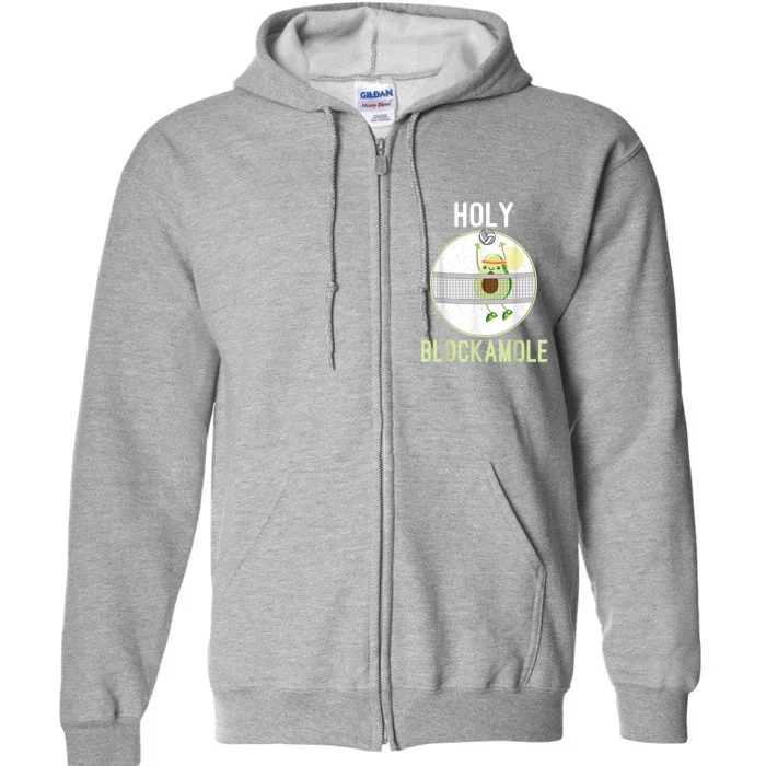 Holy Blockamole Funny Volleyball Block Avocado N Girls Full Zip Hoodie