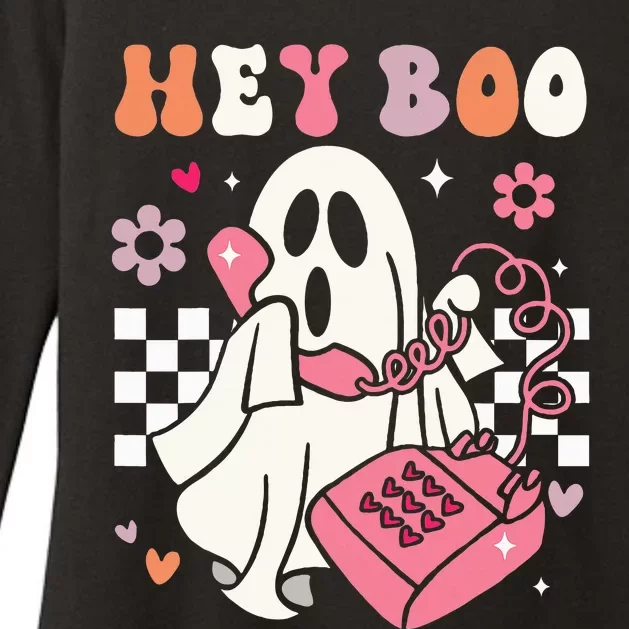 Hey Boo Groovy Cute Ghost Funny Halloween Womens CVC Long Sleeve Shirt