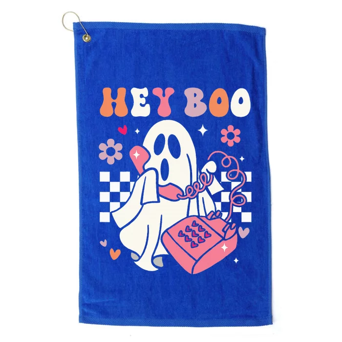 Hey Boo Groovy Cute Ghost Funny Halloween Platinum Collection Golf Towel